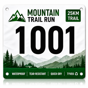 Fabricantes de tarjetas de tela Tyvek personalizadas con números digitales para atletas de maratón y atletismo. - Product Image 1