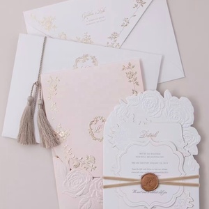 Invitation de mariage personnalisée en papier kraft et papier d'art gaufré écologique 600GSM, impression typographique - Product Image 6