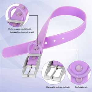 Luxuriöses Einfarbiges Hundehalsband PVC Graviert Personalisiertes Leder Verstellbar Wasserdicht Schmutzabweisend Silikon-Leine - Product Image 2