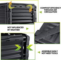 Composteur durable à grande capacité 300L, 4-6 semaines pour obtenir de l'engrais, plusieurs évents, facile à assembler, pour le jardin extérieur