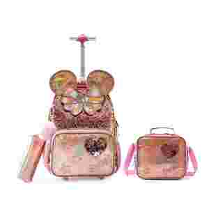Zaini <span class=keywords><strong>per</strong></span> Ragazze con Set di Valigie Trolley in Plastica con Paillettes, Set da Viaggio, Zaino Trolley Scolastico <span class=keywords><strong>per</strong></span> Bambini e Ragazzi - Product Image 1