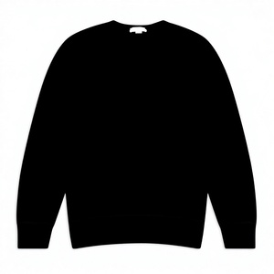 เสื้อสเวตเชิ้ตปักลายเส้นขอบ สีดำ ขนาดพอดีตัว คอกลม แขนเสื้อและชายเสื้อแบบริบ - Product Image 1