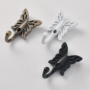 Butterfly Shape Clothes Hook Zinc Alloy Wall Mounted Wardrobe Cabinet Hook Antique Bronze Black <b>White</b> - Product Image 1