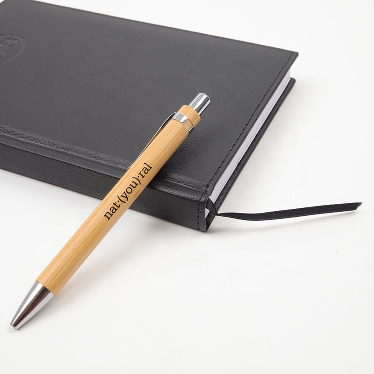 Рекламная шариковая ручка, оптовая продажа, изготовленная на заказ Эко-деревянная бамбуковая шариковая ручка с печатным логотипом