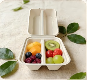 Boîtes alimentaires jetables en carton à clapet, contenants rectangulaires en pulpe pour tacos et repas à emporter - Product Image 4