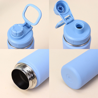 Botella de Agua de 24 oz con Recubrimiento en Polvo, con Asa, para Viajes al Aire Libre, Deportes, Termo, Botella de Bebida con Grabado Láser Recto