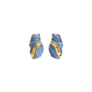 Fashion <b>Stud</b> <b>Earrings</b> 316L Stainless Steel PVD Gold Plating Sustainable Resistant <b>Blue</b> Gold Design - Product Image 2