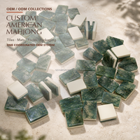 Set Mahjong Amerika Moss Agate Conservatory 160 Buah untuk 4 Pemain dengan Rak, Penggeser, Alas, dan Kotak Termasuk Perencanaan Peluncuran