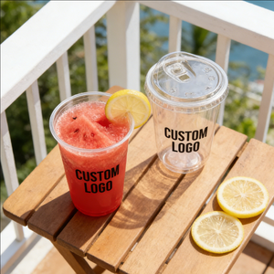 Vasos Desechables de Plástico Transparente en Forma de U de 14 oz, 20 oz y 30 oz con Tapas para Jugos, Personalizables - Product Image 2