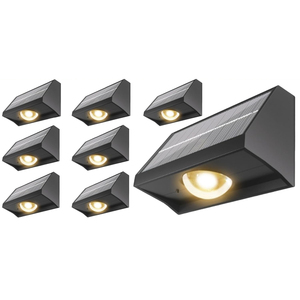 Modern Decor Wall Mounted Solar Powered Garden <b>Light</b> IP65 Waterproof ABS Deck <b>LED</b> <b>Light</b> <b>Sensor</b> Dimmable Outdoor - Product Image 1