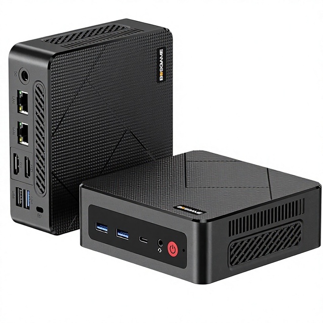 BOSGAME E4 Mini PC AMD Ryzen 5 3550H 16GB DDR4 512GB PCIe SSD Dual RJ45 4K Triple Display USB-C USB 3.2 Wi-Fi 5/BT 5.0