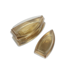 Contenedor de Sushi Dorado de Plástico al por Mayor, Envase Desechable de PET de Grado Alimenticio con Forma de Barco para Restaurantes Asiáticos, Caja de Embalaje para Sushi con Tapa Transparente - Product Image 5