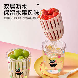 Taza de ensalada de dibujos animados, contenedor portátil para frutas con tapa y asa para desayuno, picnic, avena, origen Yiwu Hy 0271 - Product Image 4