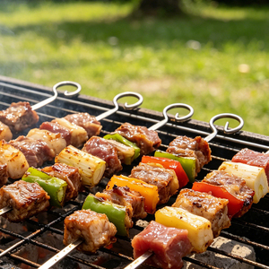 Brochettes <span class=keywords><strong>de</strong></span> barbecue en acier inoxydable <span class=keywords><strong>de</strong></span> 27 cm avec embout à œillet, <span class=keywords><strong>de</strong></span> qualité alimentaire, pour cuisine professionnelle (vente en gros) - Product Image 5