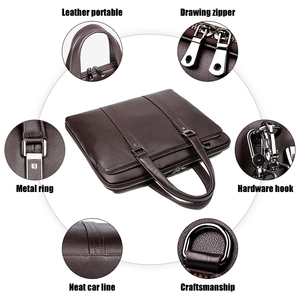 Maletín de Negocios para Hombre, Bolsos de Mensajero de Cuero, Maletín de Cuero Genuino para Hombre, Bolso de Mano para Oficina y Abogado, para Portátil de 14 Pulgadas - Product Image 6