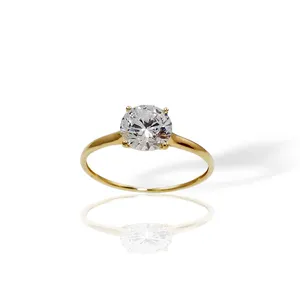 Groothandel pawnable ringen 18k saudi gold-Genuine Solid 18K Geel Gouden Ring AU750 18 Karaat Goud Lab Gemaakt Diamond Ring Solid Real Gold Diamond Ring