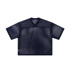 Camiseta Deportiva Oversize de Malla Transpirable con Cuello en V para Hombre, de Algodón, Manga Corta, Tejido, Estampado DTG Personalizado, Estilo Urbano, 285g - Product Image 1