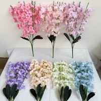 Composition florale artificielle réaliste en soie à 5 branches de fleurs de cerisier, faite à la main, pour mariage, fête des Mères, décoration intérieure moderne