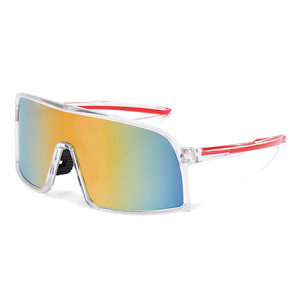 Cycling Sunglasses Polarized UV400 PC Lens Windproof Outdoor Sports Glasses Transparent <b>Frame</b> Green Mirror Lens - Product Image 5