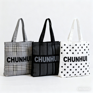 Logo hình học tái sử dụng bông mua sắm Túi tote Thiết kế cá nhân sử dụng hàng ngày Quà Tặng tùy chỉnh màu sắc rắn Vai Tùy Chỉnh - Product Image 5