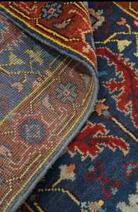 Karpet wol Oushak biru tradisional cantik buatan tangan <span class=keywords><strong>6x9</strong></span> kaki aksen India untuk ruang tamu kamar tidur karpet lobi ukuran besar - Product Image 4