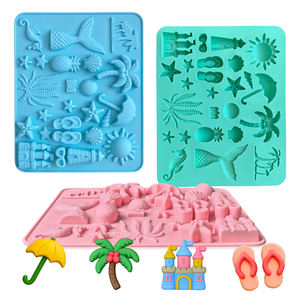 Molde de Silicona con Temática de Playa de Verano <span class=keywords><strong>para</strong></span> Manualidades con Resina, Elaboración de Chocolate, Jabón, Moldes de Dulces de Chocolate <span class=keywords><strong>para</strong></span> Decoración de Pasteles - Product Image 1