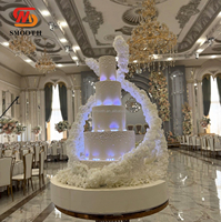 Support de gâteau LED SMS, centre de table, socles en acrylique, présentoir, décoration de scène de mariage, décoration de table d'événement
