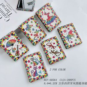 กระจกพกพาทรงสี่เหลี่ยมสไตล์สเปน 8.6x6.2 ซม. พร้อมดีไซน์โมเสคสีสันสดใสสำหรับแต่งหน้าและใช้สำหรับการเดินทาง - Product Image 2