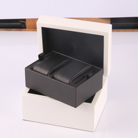 Boîte cadeau pour montre en bois mat laqué, écologique, anti-poussière, avec logo personnalisé, pour emballer 2 montres de mariage