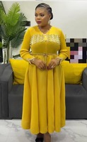 Robe plissée Miyake de grande taille pour dames, tenue décontractée et dorée de couleur unie