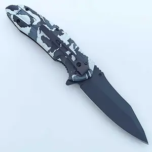 Stainless Steel Tactical Camo Handle Pocket Folding Knife For Camping Outdoor Survival And EDC Customizable OEM Supported