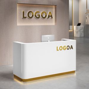Mostrador de Recepción de Terrazo Naranja, Diseño Personalizado para Tienda de Moda, Salón de Belleza - Product Image 1