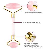 Rouleau de jade en quartz rose naturel et ensemble Gua Sha, outil de massage facial pour le soin de la peau, outil de beauté OEM ODM