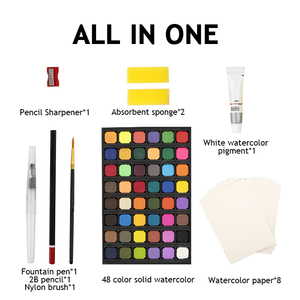 Boîte en fer-blanc portable, 48 couleurs, solide acuarela aquarelle peinture ensemble pour artiste <span class=keywords><strong>peaple</strong></span>, vente en gros - Product Image 6