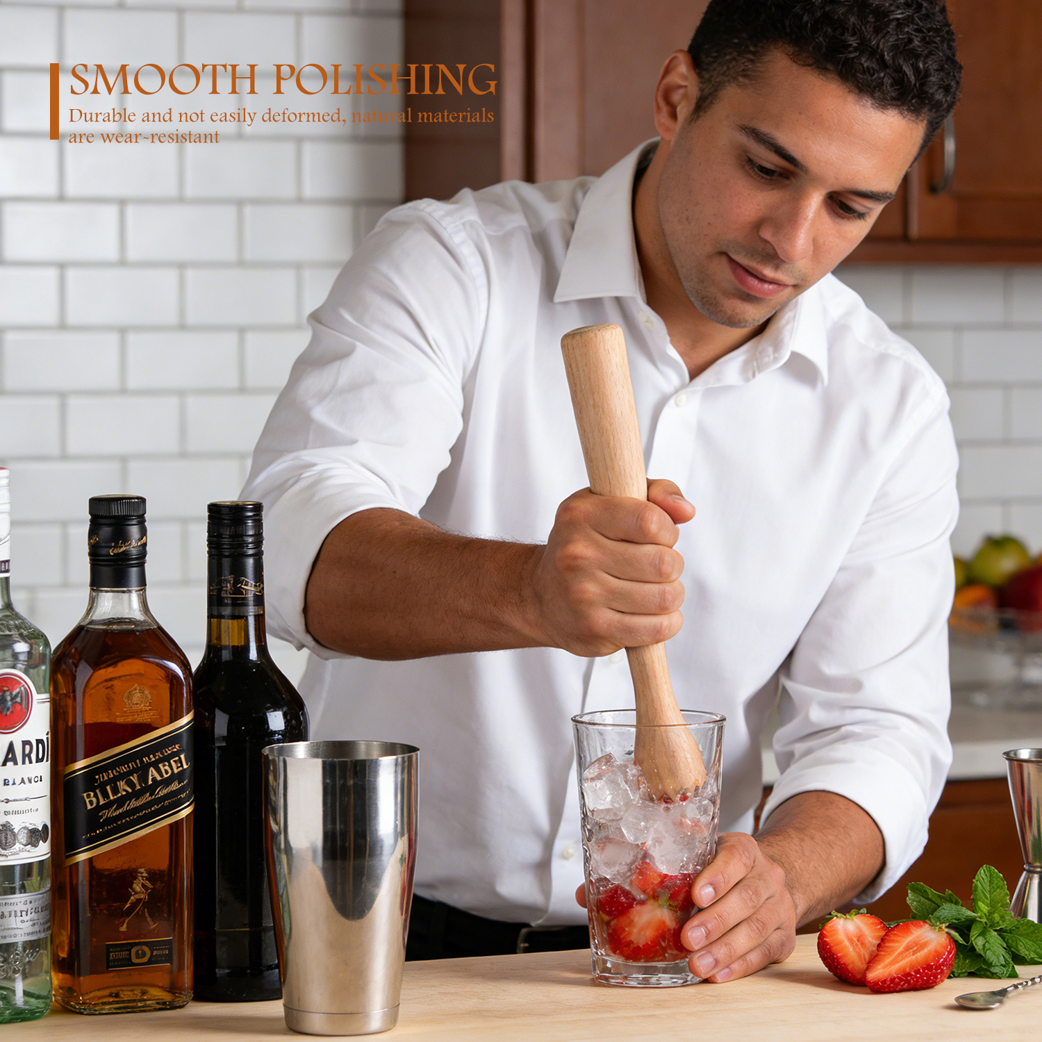 2026 New Luxury Wooden Cocktail Muddler Durable Ice Crusher Handy Cocktail Tool 210mm Portable Eco-Friendly Kitchen Accessory · image 6