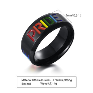 새로운 한국 블랙 게이 남자 반지 절묘한 무지개 프라이드 반지 - Product Image 2