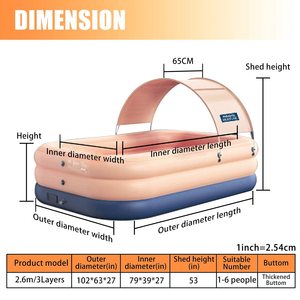 สระว่ายน้ำเป่าลมสำหรับครอบครัว OEM พร้อมหลังคาบังแดด สระว่ายน้ำกลางแจ้งแบบพกพาสำหรับผู้ใหญ่ - Product Image 2
