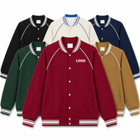 Blouson Bomber Varsity d'Hiver Personnalisé en Coton Doublé Polaire Matelassé avec Col Montant et Poignets Côtelés, Broderie et Patch