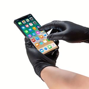 Gants en nitrile noir robuste de 8mil avec poignée en diamant pour la réparation automobile et le travail industriel jetables sans poudre - Product Image 3