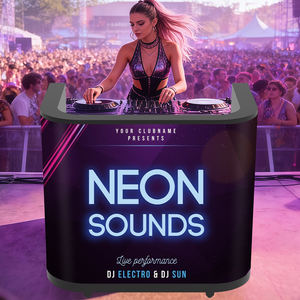 Cabine de DJ incurvée à LED - Cabine de DJ mobile sur pied |   Support de console DJ LED RGB pliable, montage facile pour les DJ mobiles, spectacles en direct, bars - Product Image 1