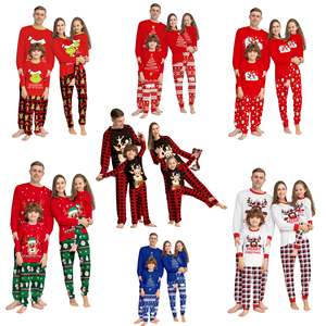Vente en gros de pyjamas de Noël assortis pour la famille, ensemble rouge/vert, vêtements de nuit pour les fêtes, pyjamas pour couple, parents, enfants, frères, sœurs, personnalisables - Product Image 1