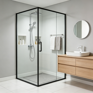 Cabine de <span class=keywords><strong>douche</strong></span> robuste en verre trempé épais avec profilés en aluminium, cabine intégrée gain de place - Product Image 3