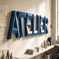 Lettres murales 3D en aluminium à faible polyvalence géométrique, personnalisées et facettées, enseigne métallique non éclairée pour boutique, logo mural intérieur pour marque
