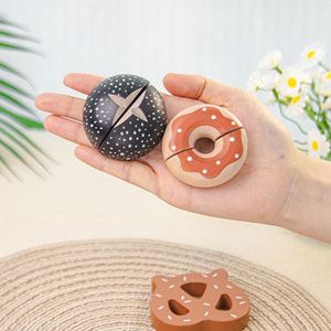 Educational Wooden Play Set <b>Magic</b> Sticker Bread Vegetable Donut Cutting Fun Combination for Kids' Kitchen Roleplay - Product Image 2