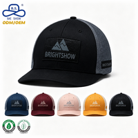 Gorra Trucker Negra de Fábrica OEM ODM BSCI con Parche de Montaña Desmontable y Malla Trasera Gris para Deportes Casuales al Aire Libre