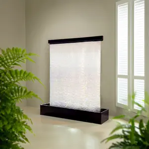 Modern indoor acrylic fountain decorative steel mesh water feature using glass technology standing design