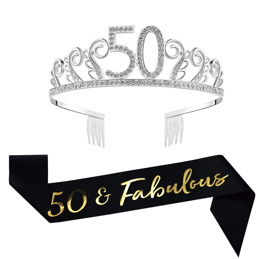 Тиара и пояс для дня рождения, тиара с кристаллами и стразами, корона на день рождения, товары для вечеринки в честь Дня Рождения 50