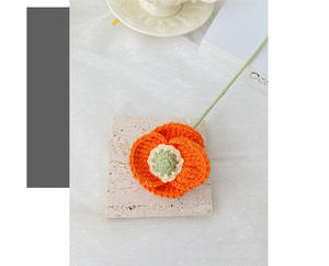 Bouquet de crochet de coquelicot tissé à la main grande laine tissée fleur artificielle décoration de la maison cadeau - Product Image 2