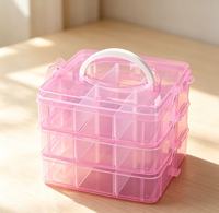 Boîte de rangement transparente à 3 couches et 18 compartiments, avec séparateurs amovibles et ajustables, étui portable pour perles, bijoux, artisanat, quincaillerie et petits objets divers