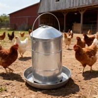 Mangeoire pour volaille en métal galvanisé avec poignée Seau d'alimentation pour poulet de grande capacité Factory Direct Heavy Duty Farm Poulet Feeder